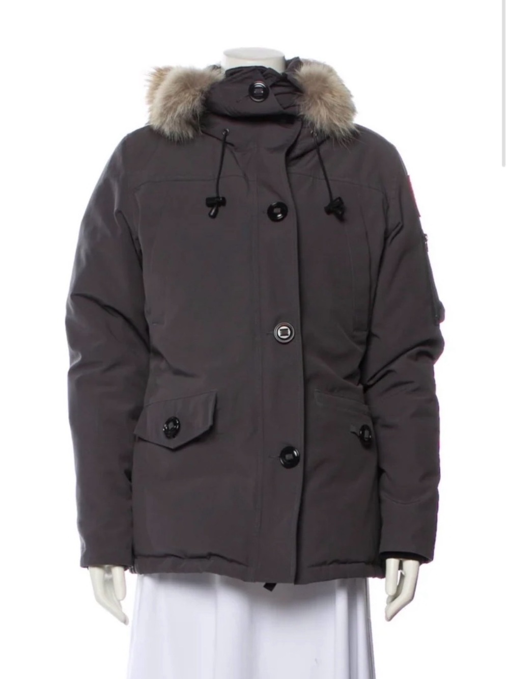 Canada Goose Dark Gray Fur-Trim Hooded Puffer Parka